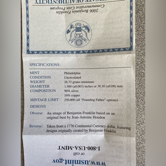 Benjamin Franklin Commemorative Coin Program Set - Picture 7 of 12